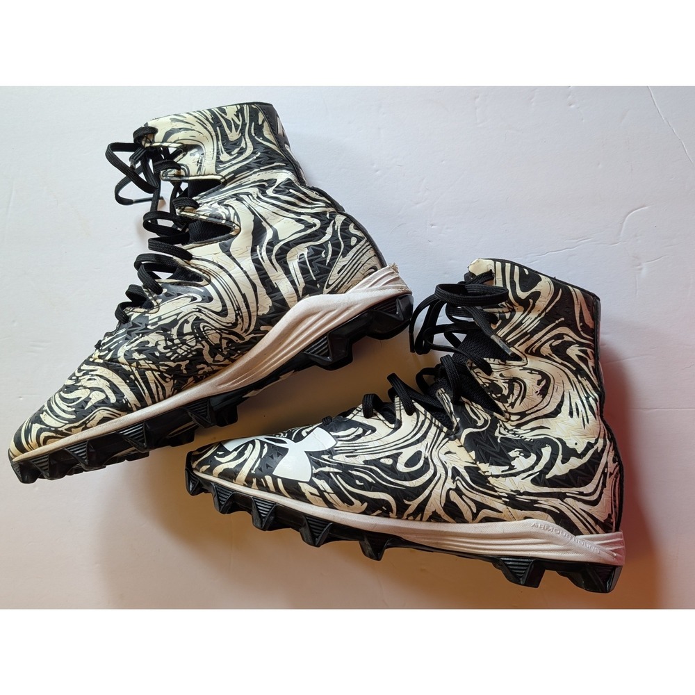 Under Armour Highlight Marble Football Cleats High Top Black White 6.5 Men Youth